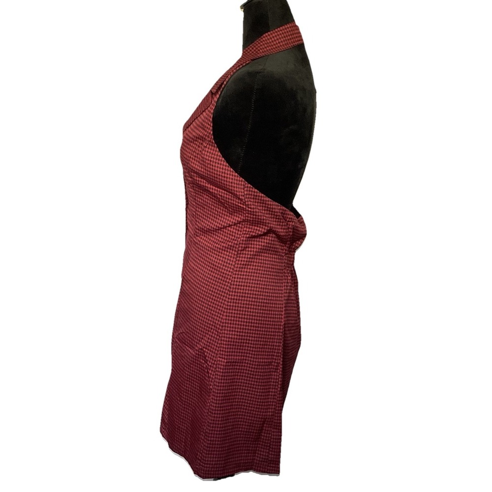 NWT Emory Park Sleeveless V Neck Halter Vest Short Checkered Button Up dress Red - Picture 5 of 16